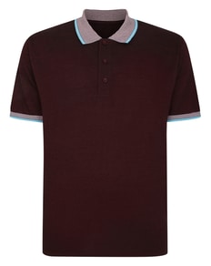 Bigdude Two Tone Polo With Contrast Tipping Burgundy