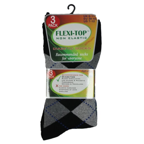 Flex-Top Non Elastic Diabetic Socks Argyle 