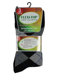 Flex-Top Non Elastic Diabetic Socks Argyle 