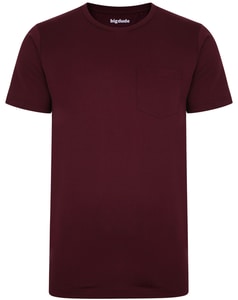 Bigdude Plain Crew Neck T-Shirt With Pocket Burgundy