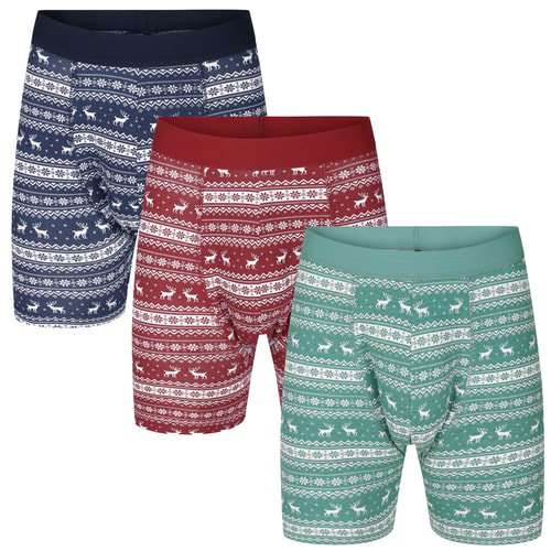 Bigdude 3 Pack Fair Isle Boxer Shorts Multi