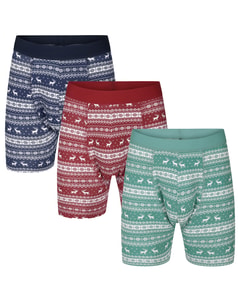 Bigdude 3 Pack Fair Isle Boxer Shorts Multi