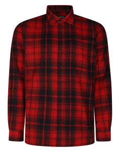 Cromoncent Men's Flannel Plaid Shirt - Thick Red & White Checkered, Long Sleeve, 4XL