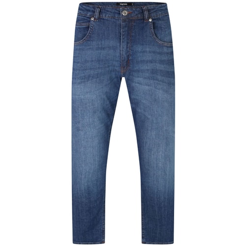Bigdude Loose Fit Straight Cut Stretch Jeans Mid Wash