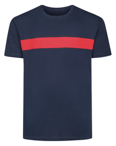 Bigdude Small Stripe Cut & Sew T-Shirt Navy