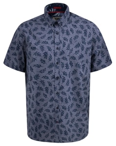 D555 Kettering Hawaiian Leaf All Over Print Shirt Denim