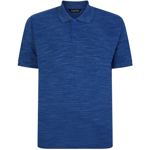 Bigdude Vintage Inkjet Marl Polo Shirt Royal Blue