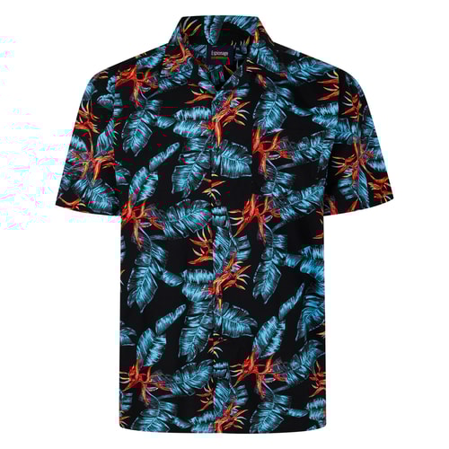 Espionage Leaf Print Shirt Black