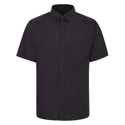 Bigdude Button Down Short Sleeve Poplin Shirt Washed Black Tall