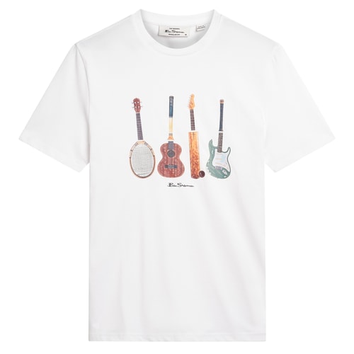 Ben Sherman Jumble Guitar Print T-Shirt White