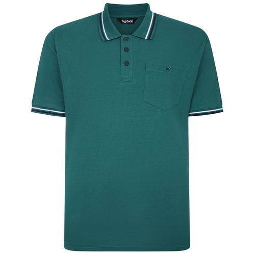 Bigdude Tipped Polo Shirt With Pocket Green