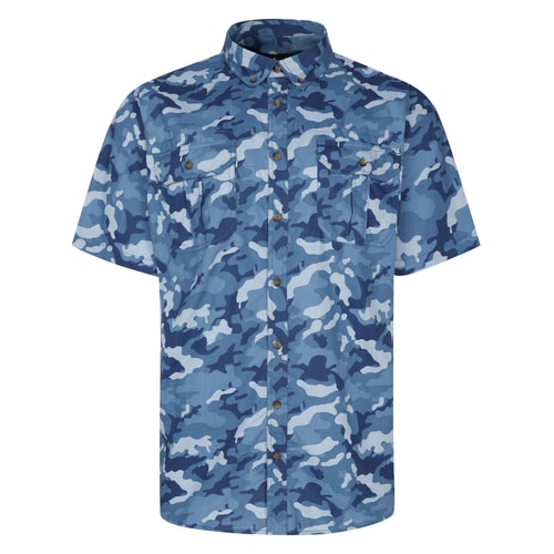Bigdude Camo Short Sleeve Shirt Navy