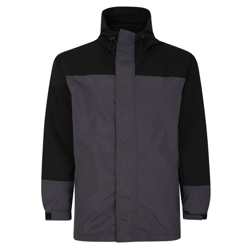 Bigdude Contrast Panel Showerproof Hooded Jacket Black/Charcoal