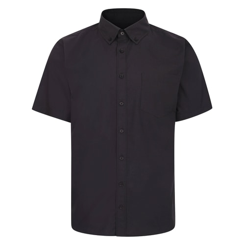 Bigdude Button Down Short Sleeve Poplin Shirt Washed Black