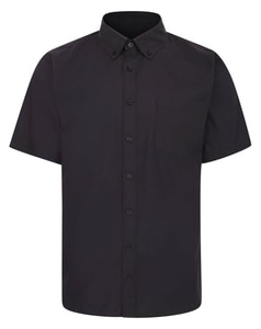 Bigdude Button Down Short Sleeve Poplin Shirt Washed Black
