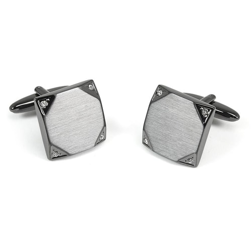 Sophos Corner Design Gunmetal/Crystal Cufflinks