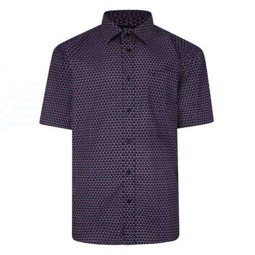 Cotton Valley Short Sleeve Patterned Shirt Wine