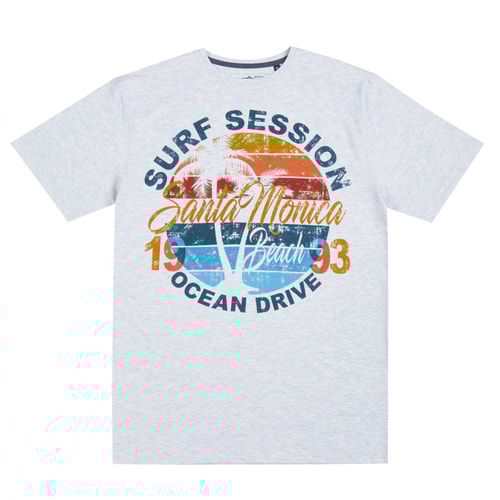 Pierre Roche Santa Monica Print T-Shirt Off Grey Marl