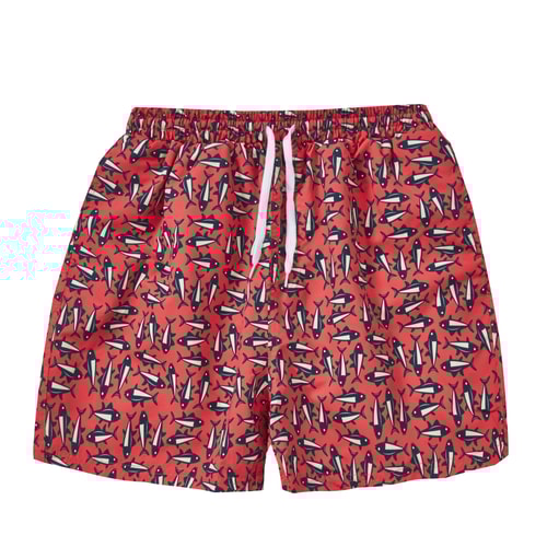 Fish Print Swim Shorts Coral
