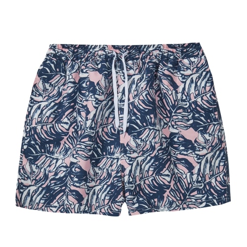 Leaf Print Swim Shorts Navy/Pink