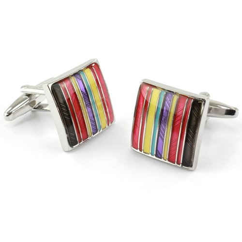 Sophos Square Multi Red Stripe Cufflinks