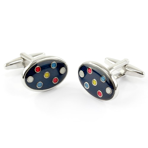Sophos Oval Cufflinks- Multi Colour Spot