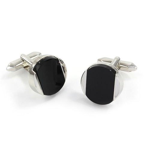 Sophos Round Silver/Onyx Cufflinks