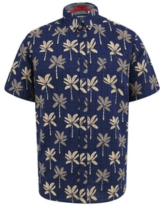 D555 Davey Jacquard  All Over Print Button Down Collar Shirt Navy