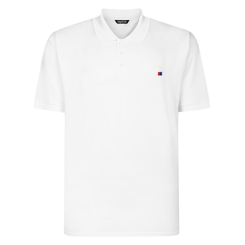 Bigdude Embroidered Logo Polo Shirt White Tall