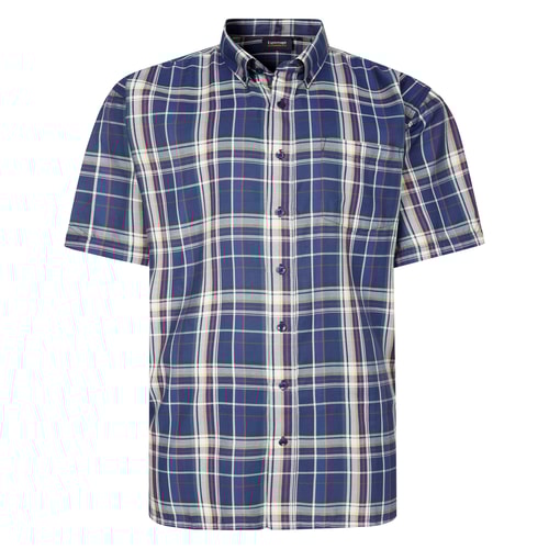 Espionage Short Sleeve Check Shirt Navy