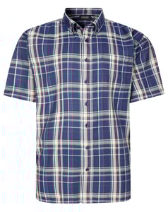 Espionage Short Sleeve Check Shirt Navy