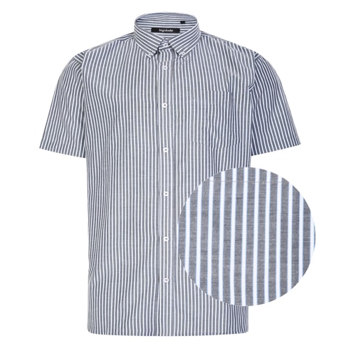 Bigdude Striped Woven Short Sleeve Shirt Black/White