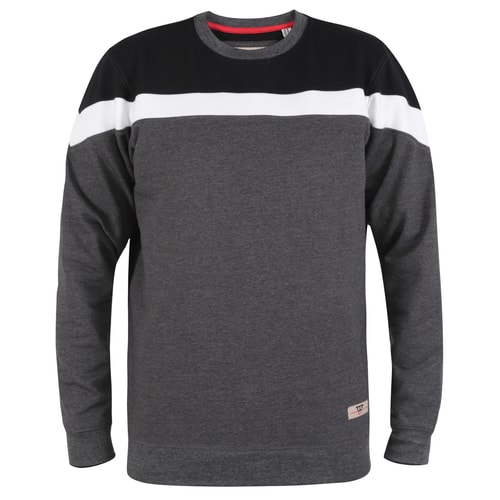 D555 Finborough Cut & Sew Round Neck Sweatshirt Black/Grey