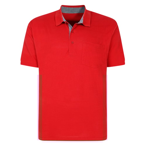 Bigdude Striped Textured Polo Shirt Pepper Red Tall