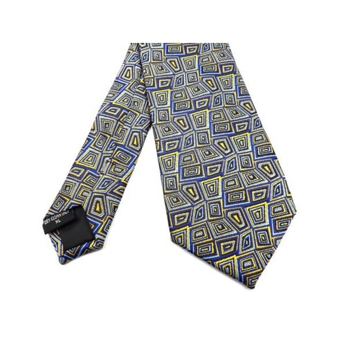 Knightsbridge Extra Long Geometric Tie Blue/Yellow