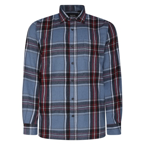 Bigdude Checked Flannel Long Sleeve Shirt Blue/Black Tall