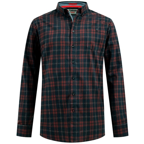 D555 Horsham Check Shirt with Chest Pocket Burgundy/Black