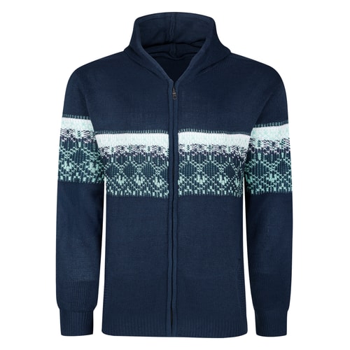 Bigdude Fair Isle Full Zip Hoody Navy