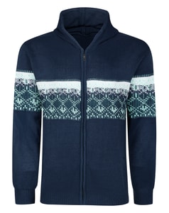 Bigdude Fair Isle Full Zip Hoody Navy