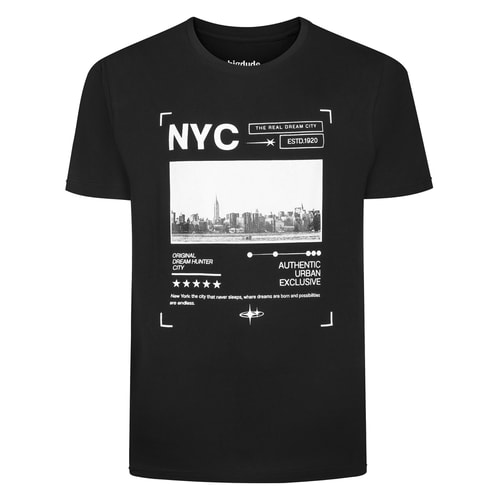 Bigdude NYC Skyline Print T-Shirt Black Tall