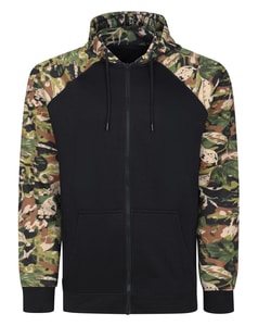 Bigdude Leaf Camo Print Full Zip Hoodie Black Tall