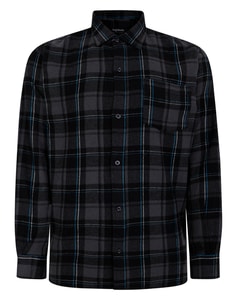 Bigdude Checked Flannel Long Sleeve Shirt Charcoal/Blue