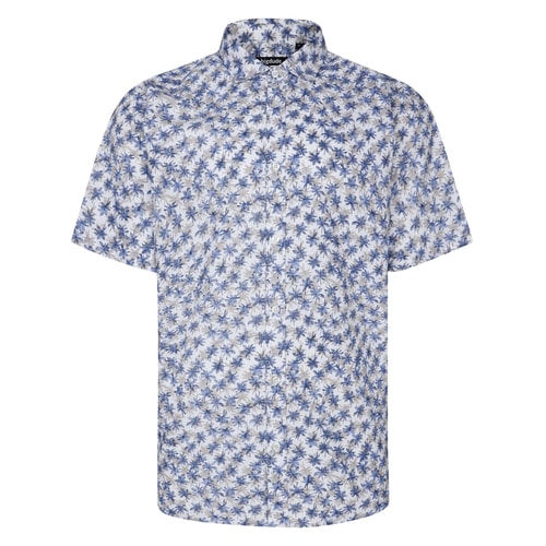 Bigdude Cut Away Collar Palm Short Sleeve Shirt White