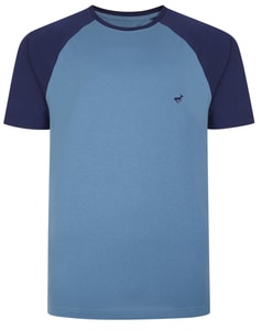 Bigdude Contrast Raglan Sleeve T-Shirt Blue/Navy