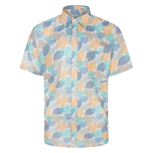 Bigdude Leaf Print Short Sleeve Shirt Multi Tall