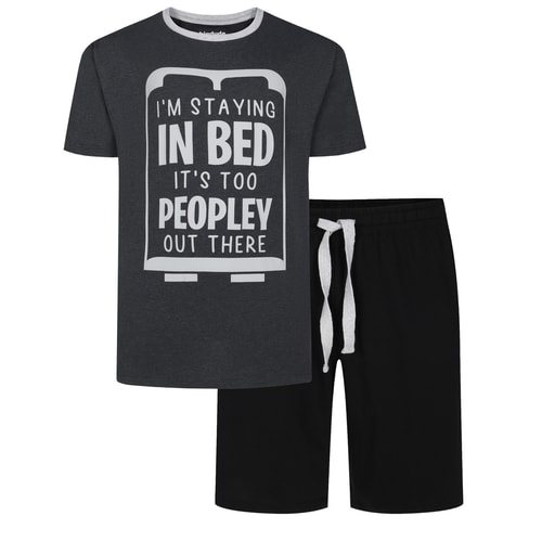Bigdude Staying in Bed PJ Set Charcoal/Black