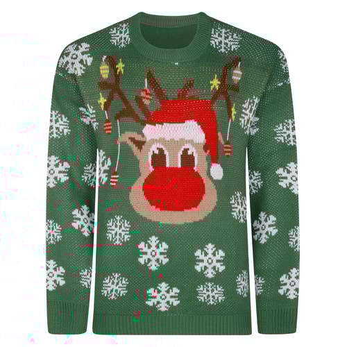 Bigdude Rudolph Christmas Jumper Deep Green