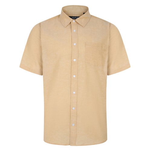Bigdude Linen Blend Summer Short Sleeve Shirt Sand