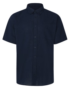 Bigdude Easy Iron Seersucker Shirt Navy Tall