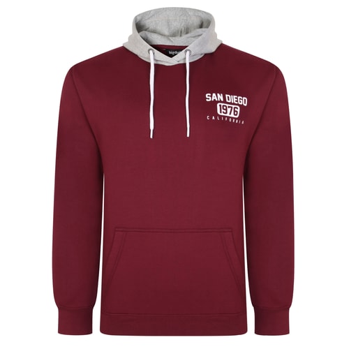 Bigdude Contrast San Diego Print Hoody Burgundy